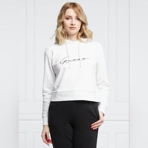 Guess Active White Cropped Pullover Hoodie S